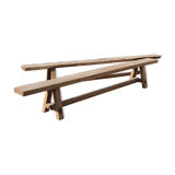 Pair of solid wood benches - brutalist
