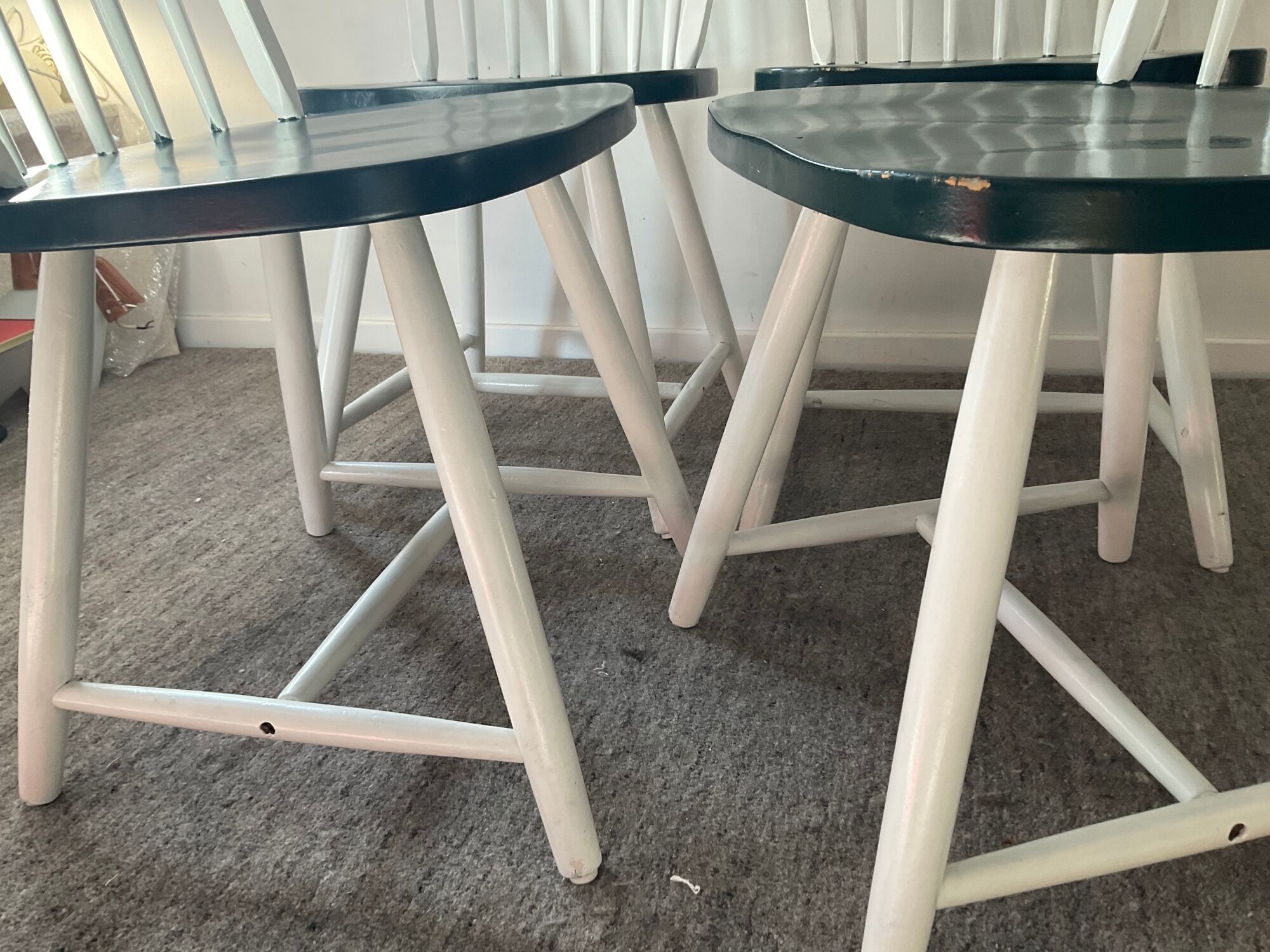 Series of 4 Scandinavian wooden chairs 60s-70s