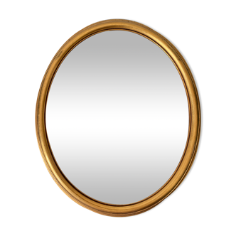 Miroir bombé oeil de sorcière en bois doré 31x26cm