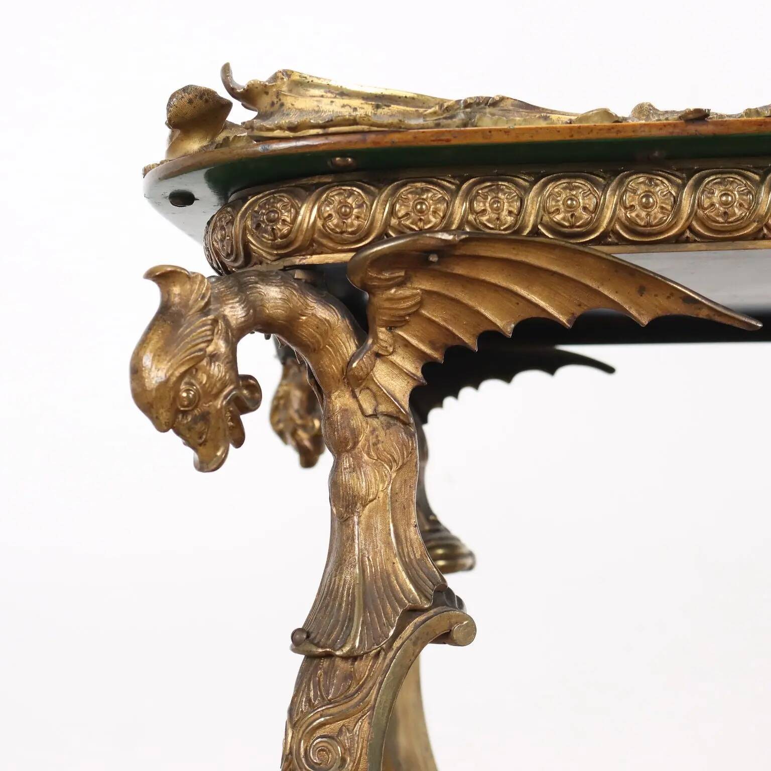Table basse ancienne Middle Victorian en bronze et papier mâché, Angleterre, XIX Century