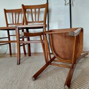 Set of 4 vintage bistro chairs in wood - brasserie style