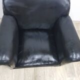 Vintage club armchair with studs, leather, Art Deco, 1930s/40s.