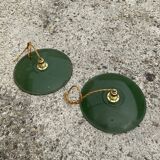 Vintage suspension duo in enamelled sheet metal style indus green and white