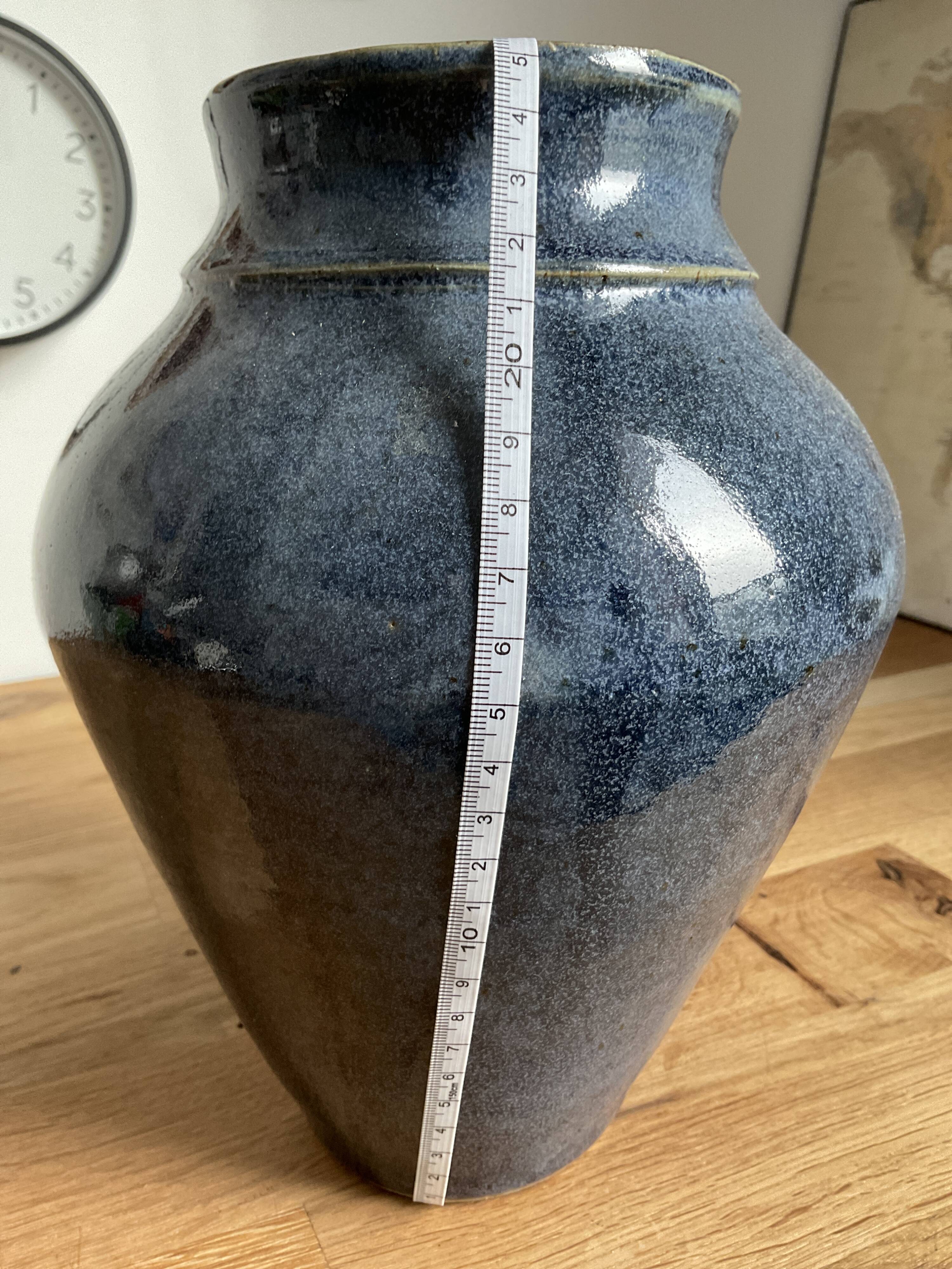 Thick blue ceramic vase