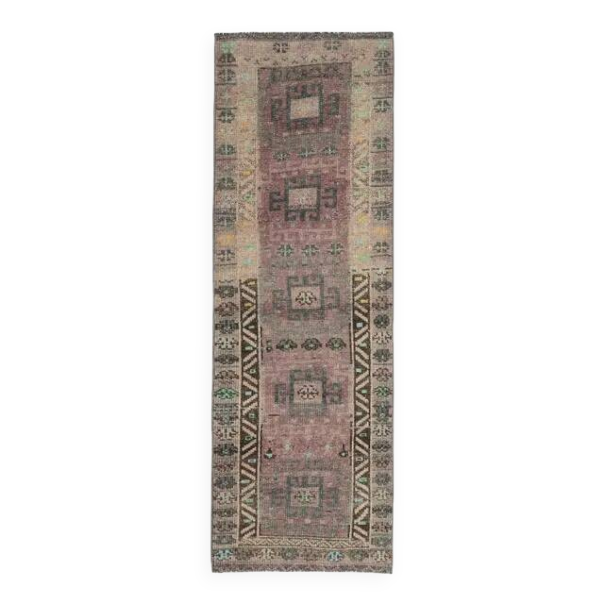 Vintage Turkish Oushak Handmade Wool Cotton Purple Runner Rug 80x260