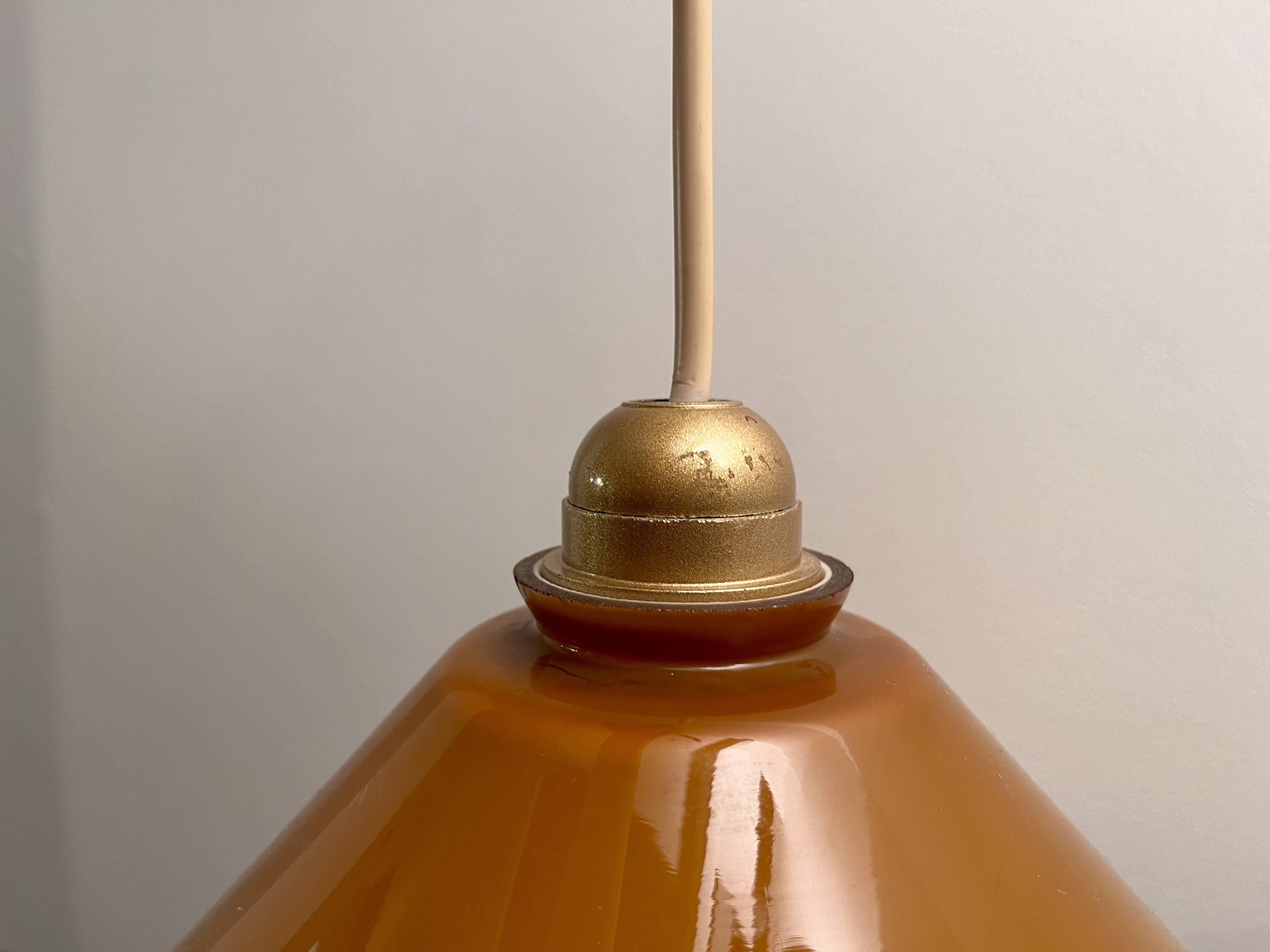 Caramel-colored opaline glass pendant light