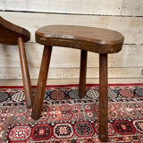Pair of vintage brutalist tripod stools 50/60