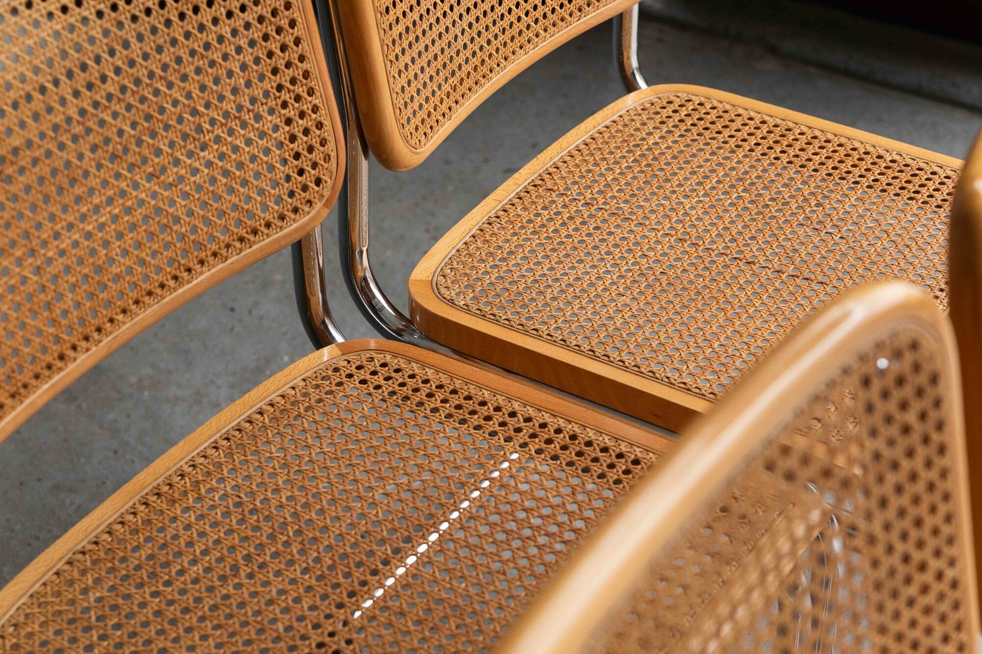 Set of 7 'Cesca' dining chairs by Marcel Breuer.