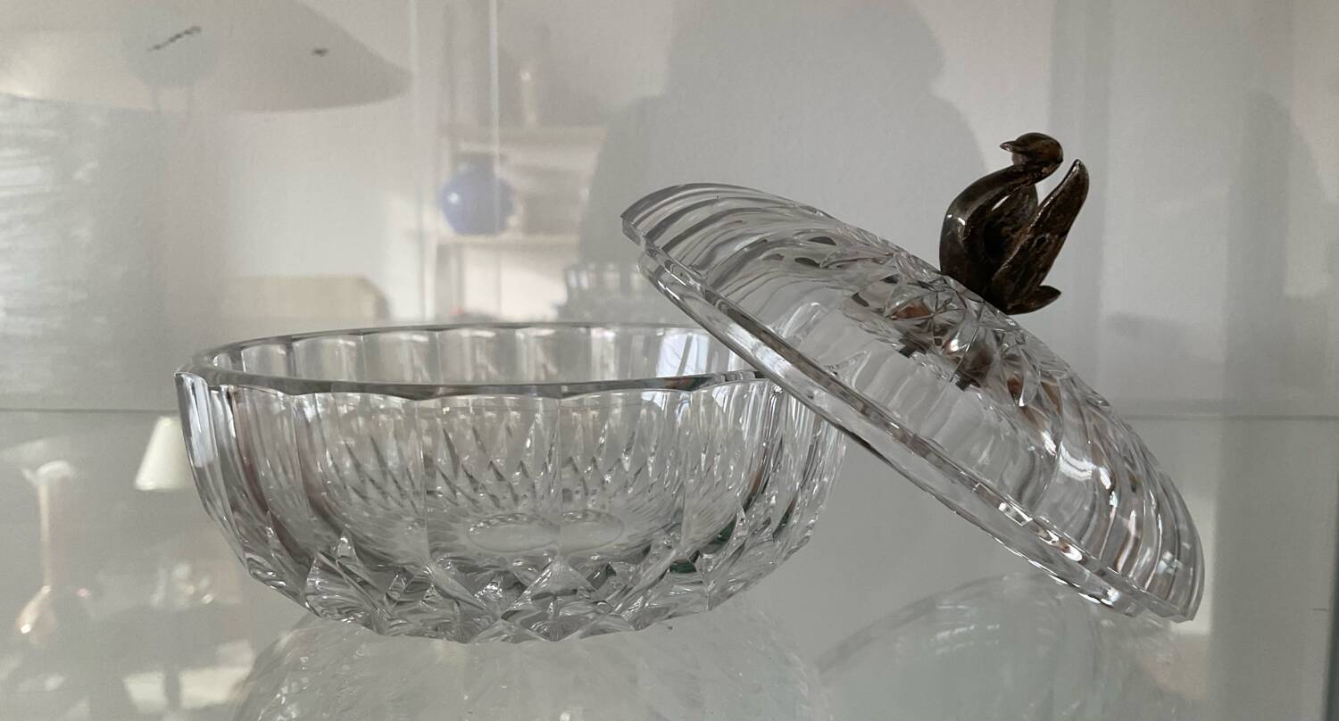 Bonbonnière vintage en cristal Val St Lambert