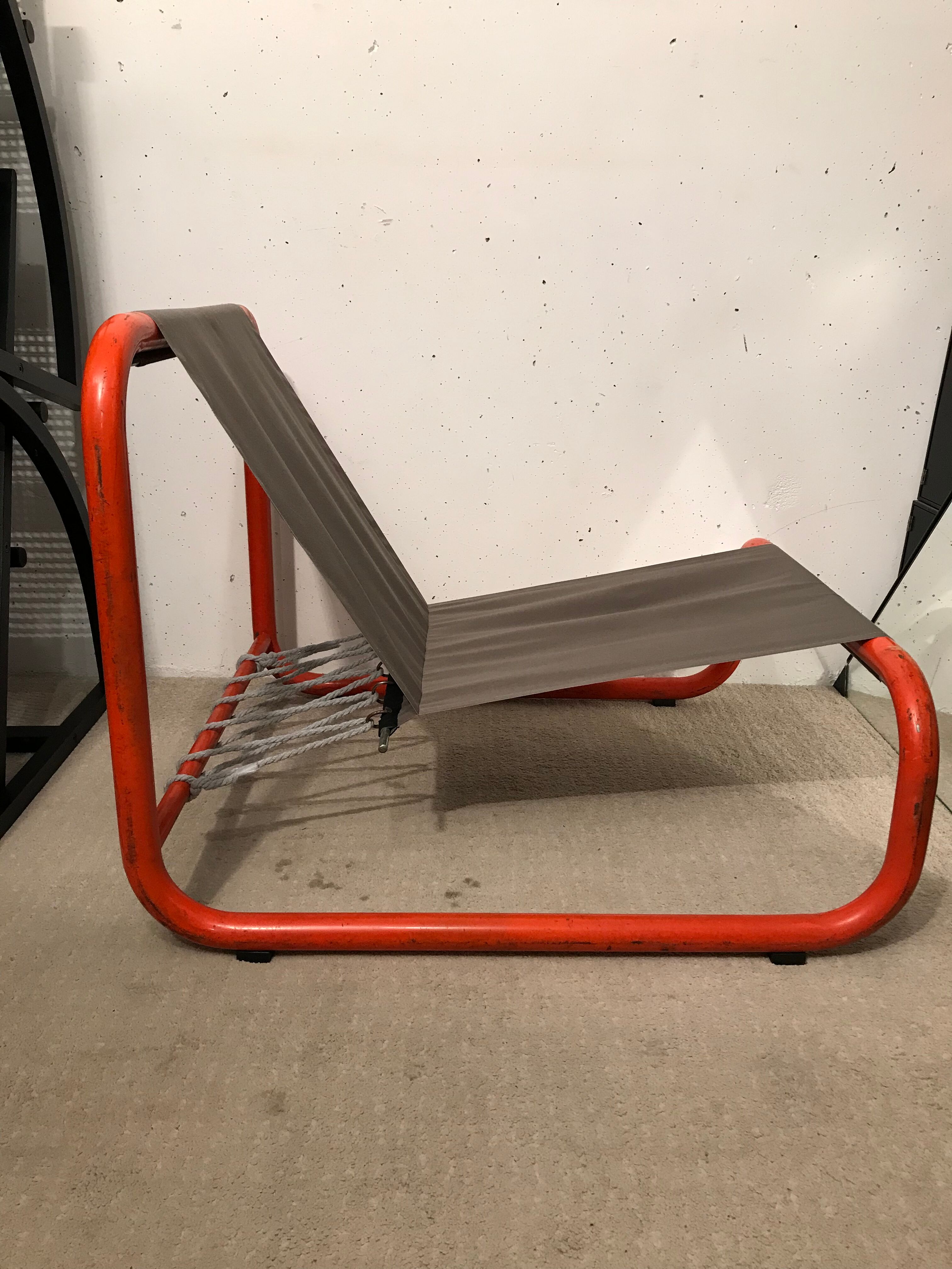 Tubular metal armchair and canvas, 1970