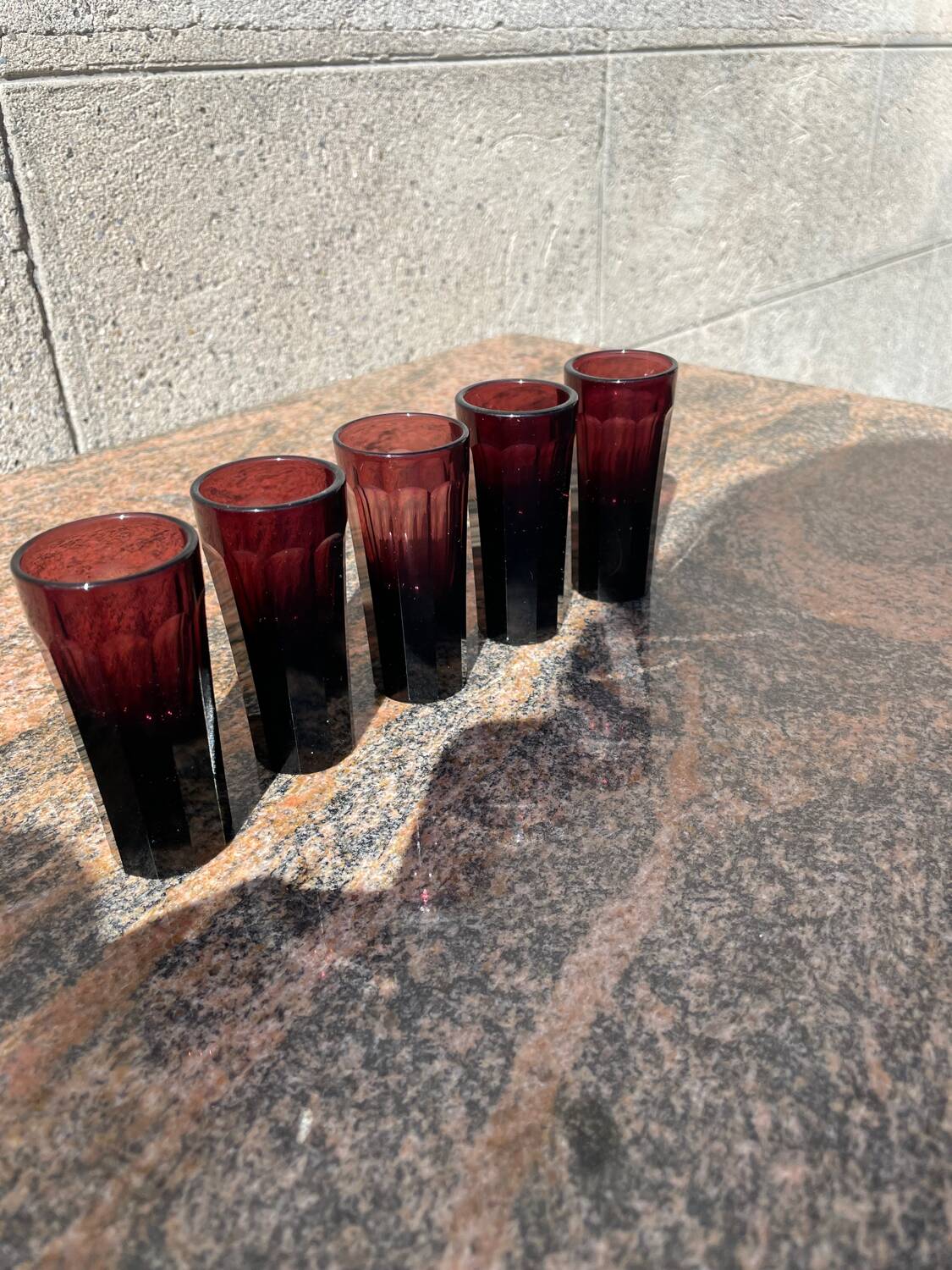 5 old liquor glasses
