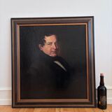 Antique original oil painting of a German opera tenor, large 19th century portrait