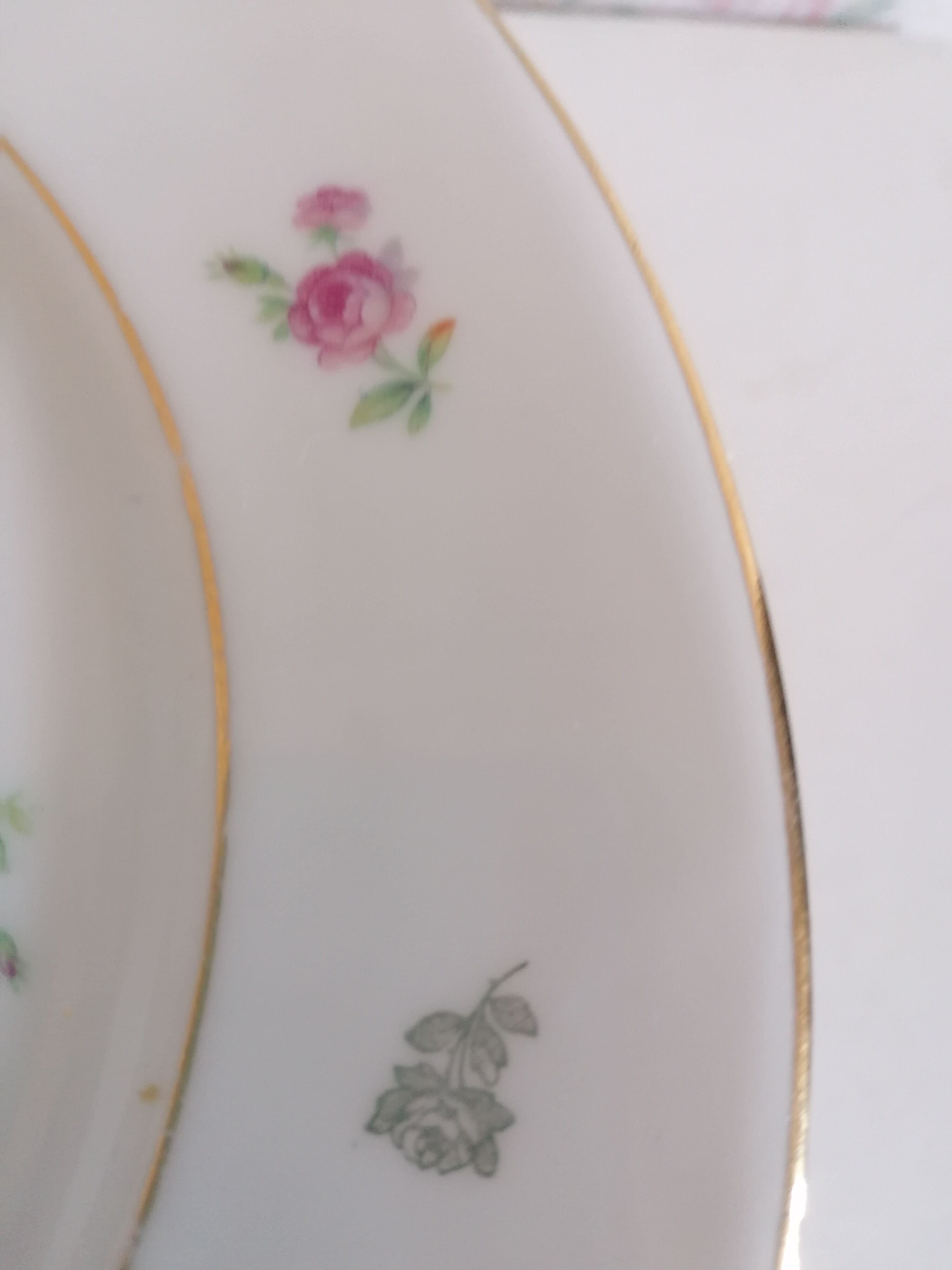 6 flowery flat plates, porcelain old romantic limoges