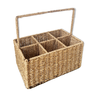 Basket bottle holder vintage sea grass