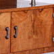 Restored walnut artdeco small cabinet, chrome-plated steel, czechia, 1930s