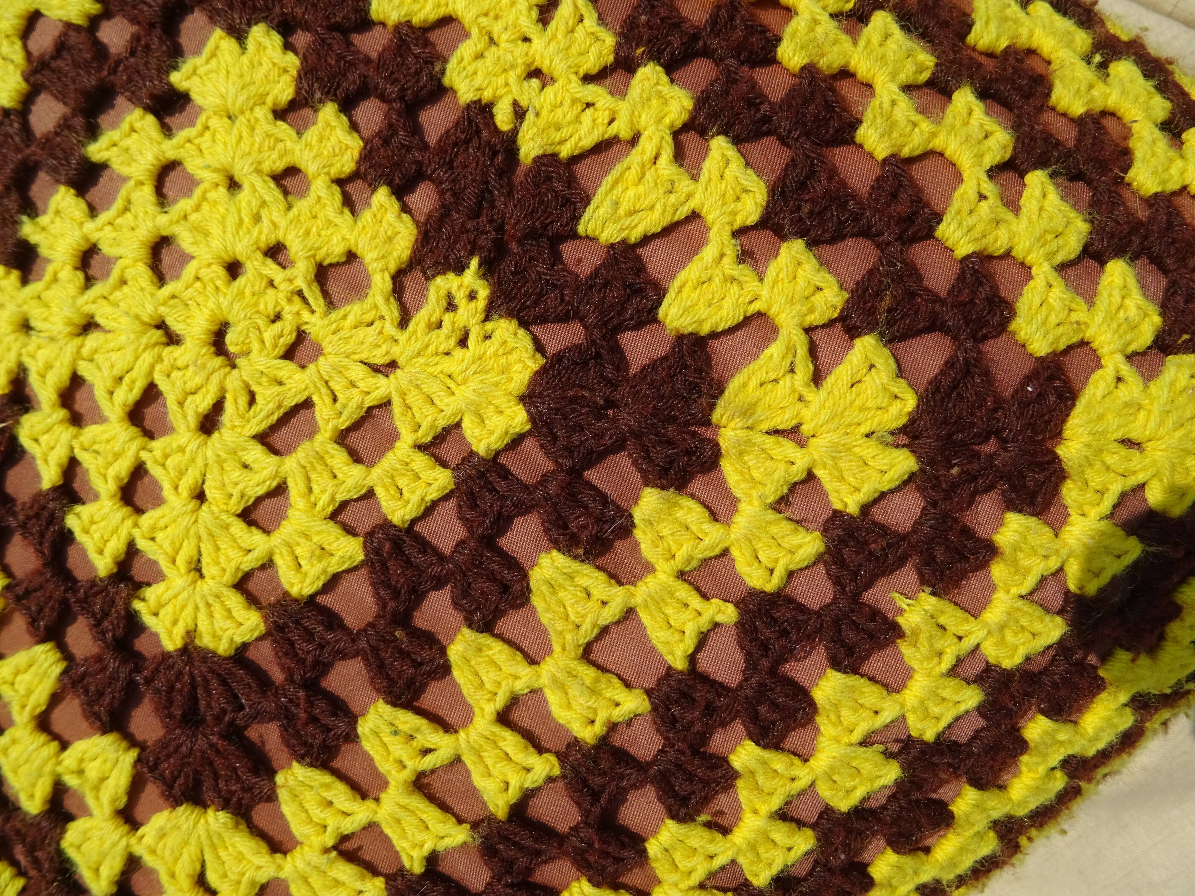 Vintage wool cushion crochet year 60