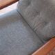 Scandinavian armchair teak Komfor blue-grey fabric 60's sled base