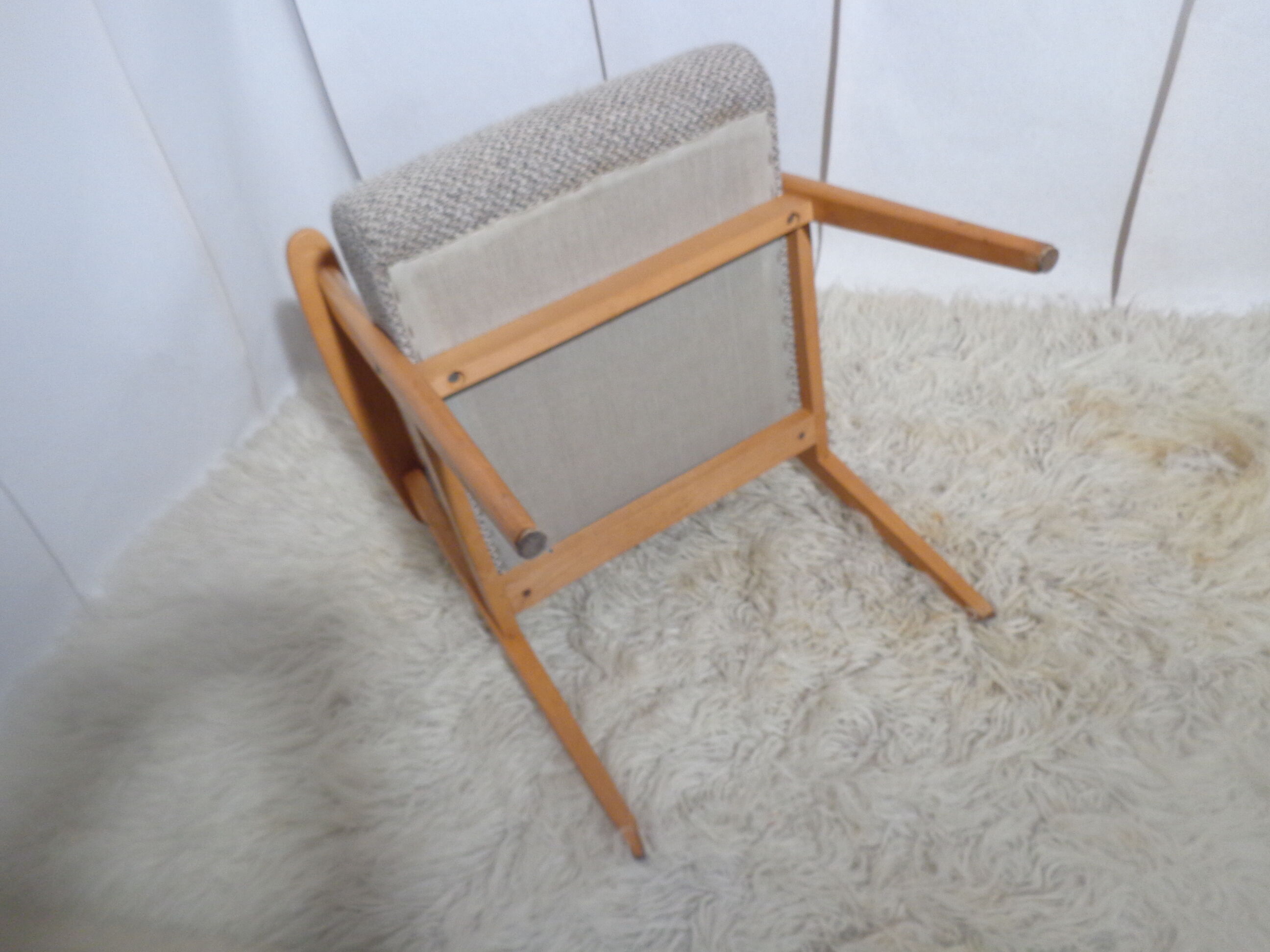 Pair of vintage Scandinavian armchairs from the 60s light wood