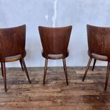Trio of vintage retro Dove Baumann chairs 1960