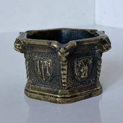 Gothic style bronze ashtray in the shape of a well with heraldic motifs by Max Le Verrier