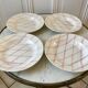 set of 4 hollow plates Badonviller pink rope pattern 30s