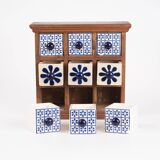 Earthenware spice rack with 9 drawers