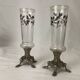 Paire de vases soliflore en verre emaille pied griffe en régule napoleon III