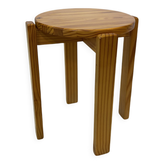 Mid century pinewood stool, minimalistic design 1960s