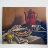 Nature morte au poisson huile sur toile