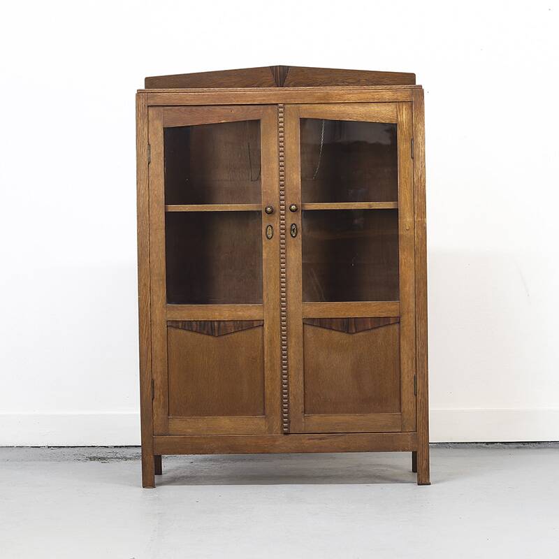 Antique Dutch Art Deco Bookcase or Liquor Cabinet