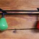 Vintage wall coatrack 2 hooks in metal and wood