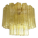 Handcrafted Contemporary Flush Mount in Gold with Amber Murano Glass