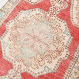 4x7 Red & Cream Antique Vintage Rug, 129x216Cm SK 22247