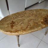 Marble and brass coffee table