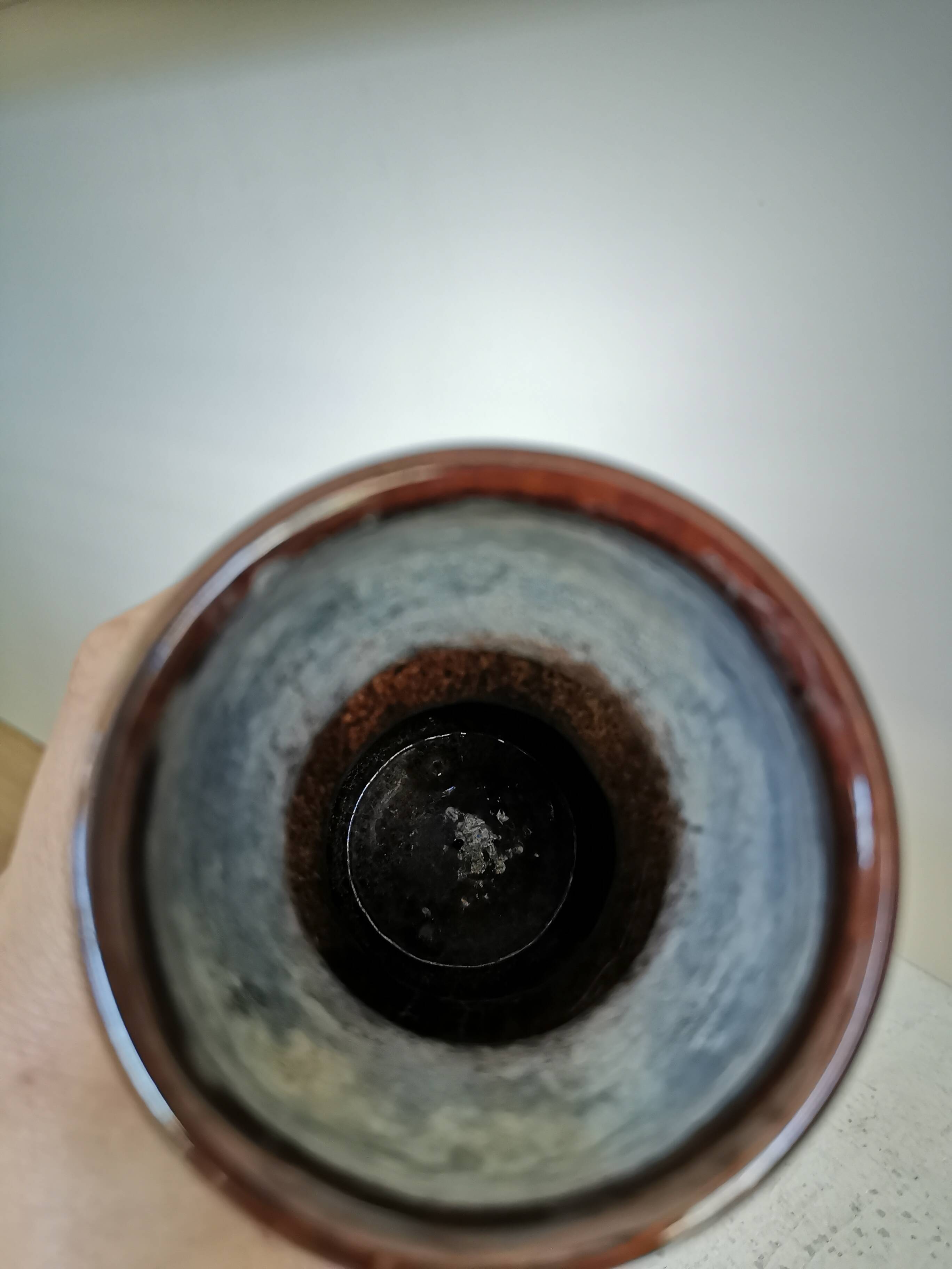Mid-Century Modern Ceramic Vase: Glossy Brown West German Style, 6.3" Tall