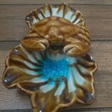 Empty crab pocket in enameled ceramic, vintage 70s