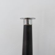 Pair of designer candlesticks, XXL, tapered, teak and chrome metal, 1980s