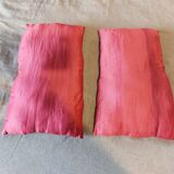 4 armchairs and a coffee table made of rattan and bamboo wood, vintage.