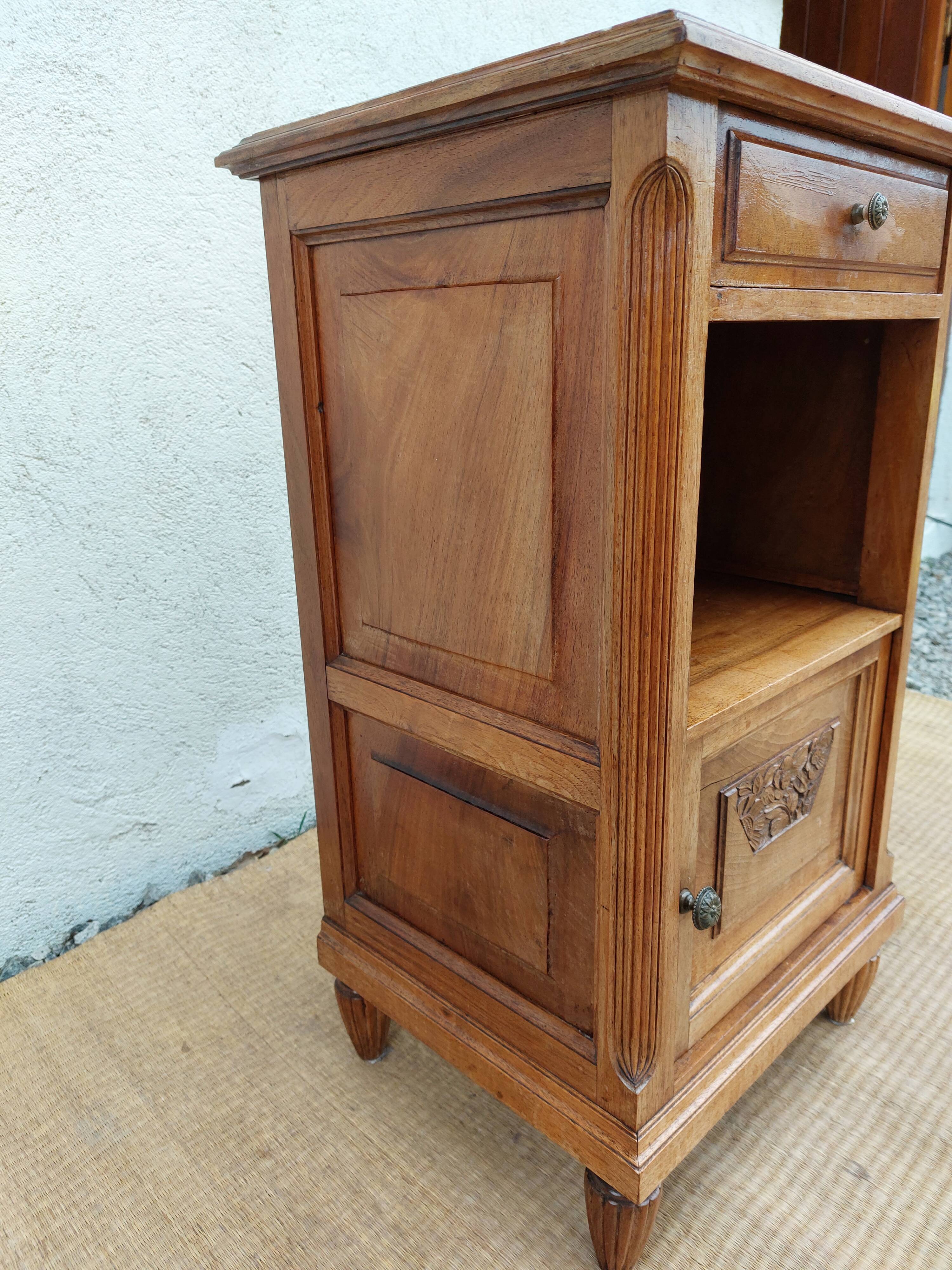 Bedside table wood and marble