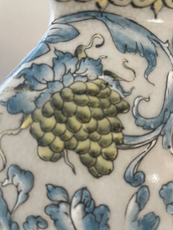Pied de lampe chinois ancien en céramique émaillée