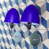 Pair of blue opaline sconces