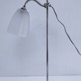 Art Deco lamp with chrome metal and opalescent glass.