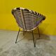 1960s Black and White Woven Round Bucket Chair