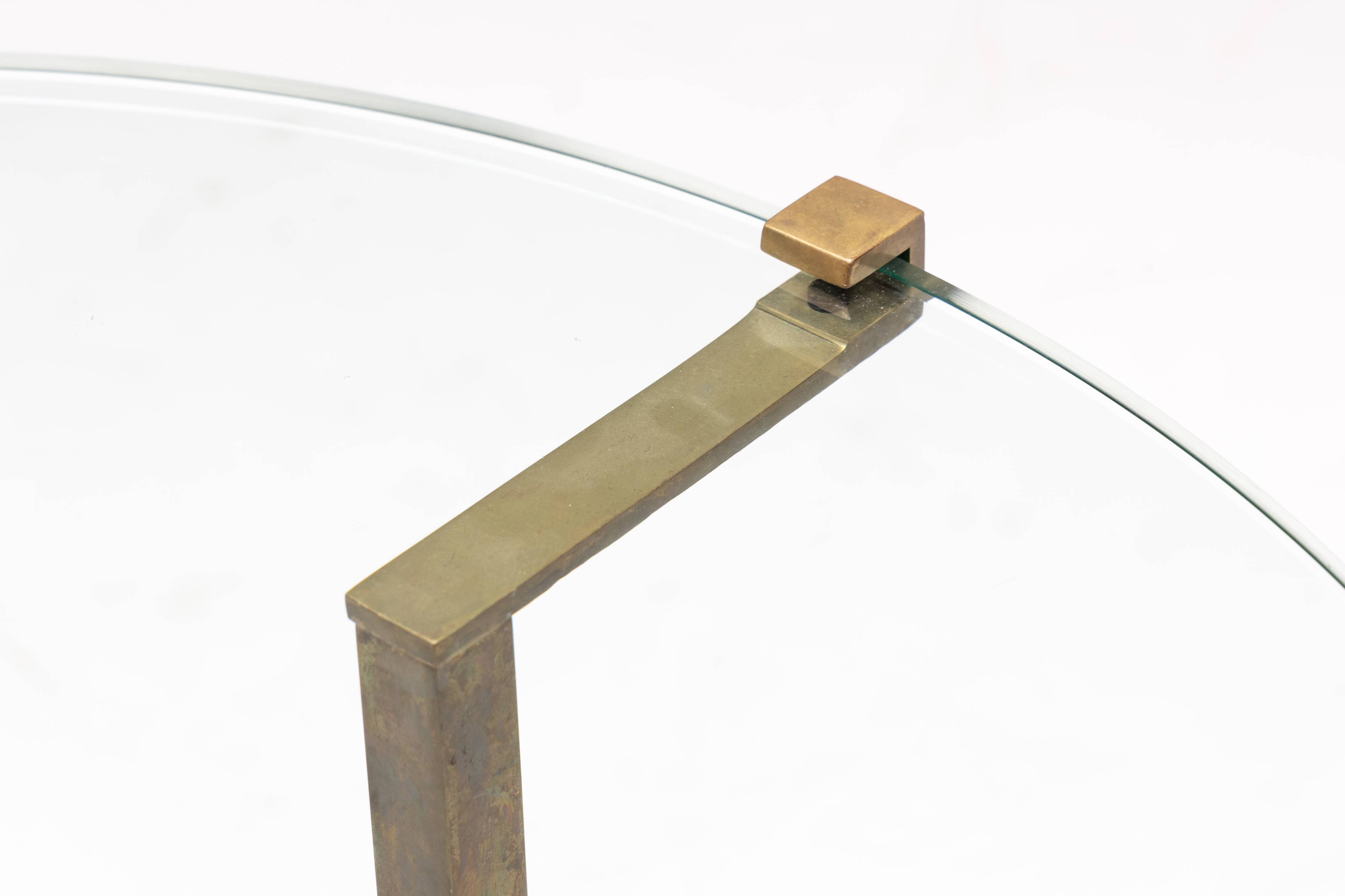 Side Table by Peter Ghyczy in Brass and Glass, Netherlands, 1970s