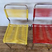 Series of 4 vintage chairs scoubidou of the 1950s