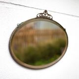 Art nouveau bronze mirror, art deco mirror, oval mirror, beveled mirror, wall decoration, mirror