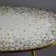 Brass Mid century Oval Coffee Table with Grey Glass Mosaic and Gold Highlights
