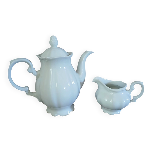 Cafetière + pot à lait en porcelaine