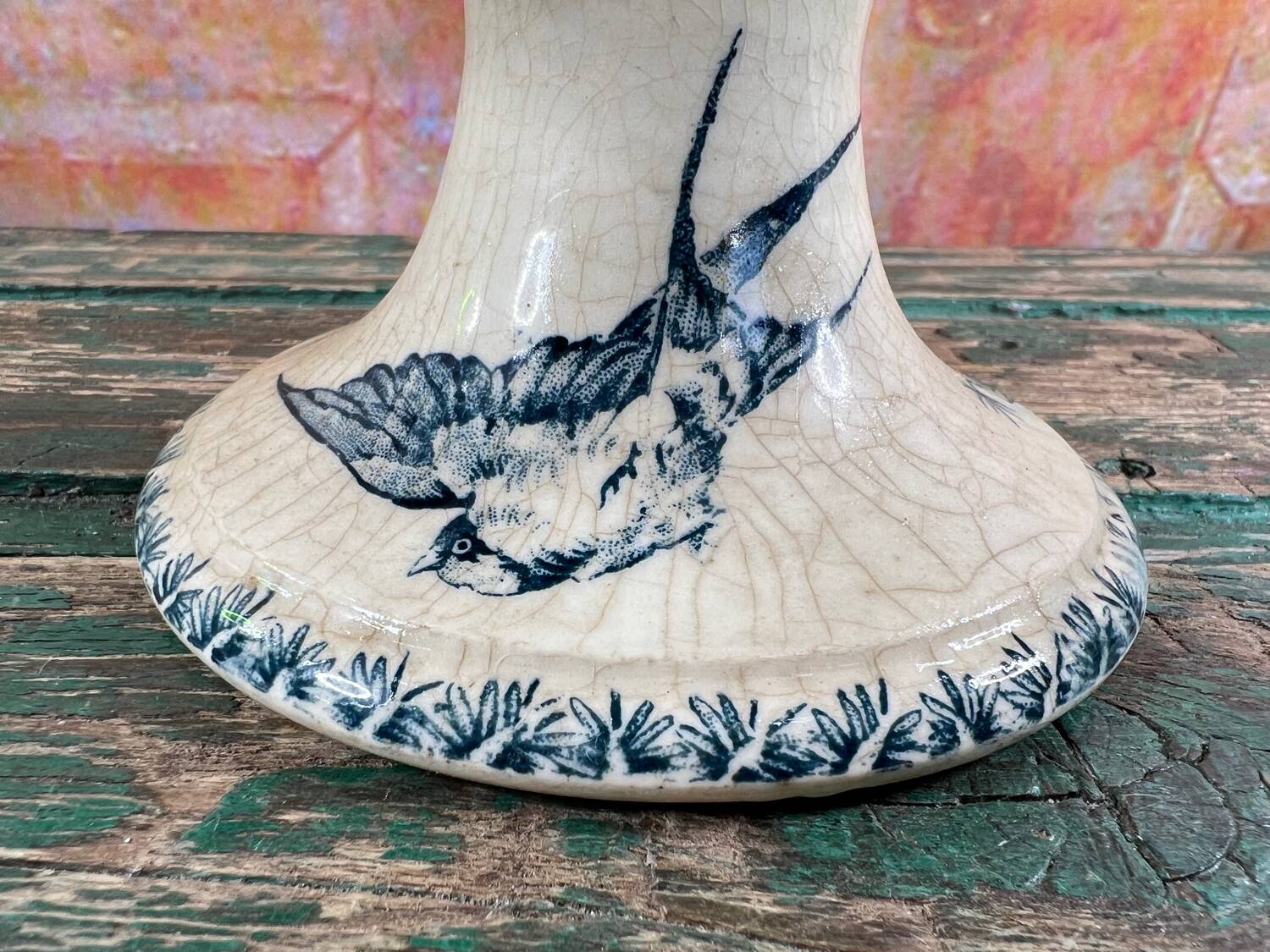Gien bird-decorated footed cup