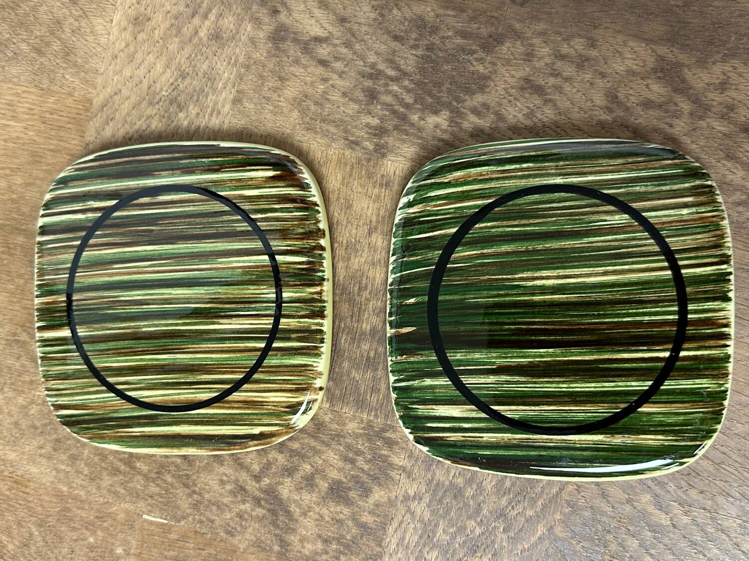 Pair of ceramic coasters from Saint Clément, 1950